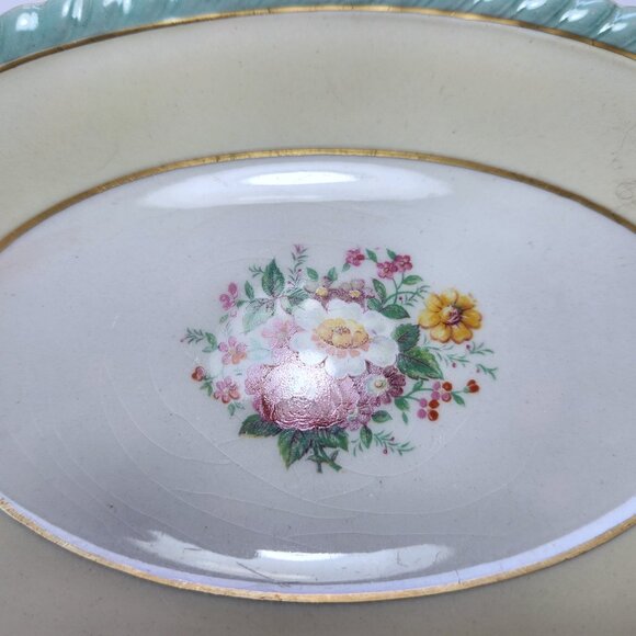 Johnson Brothers Gravy Boat Windsorware JB18 Floral Pattern Aqua Fluted Rim - Picture 10 of 12